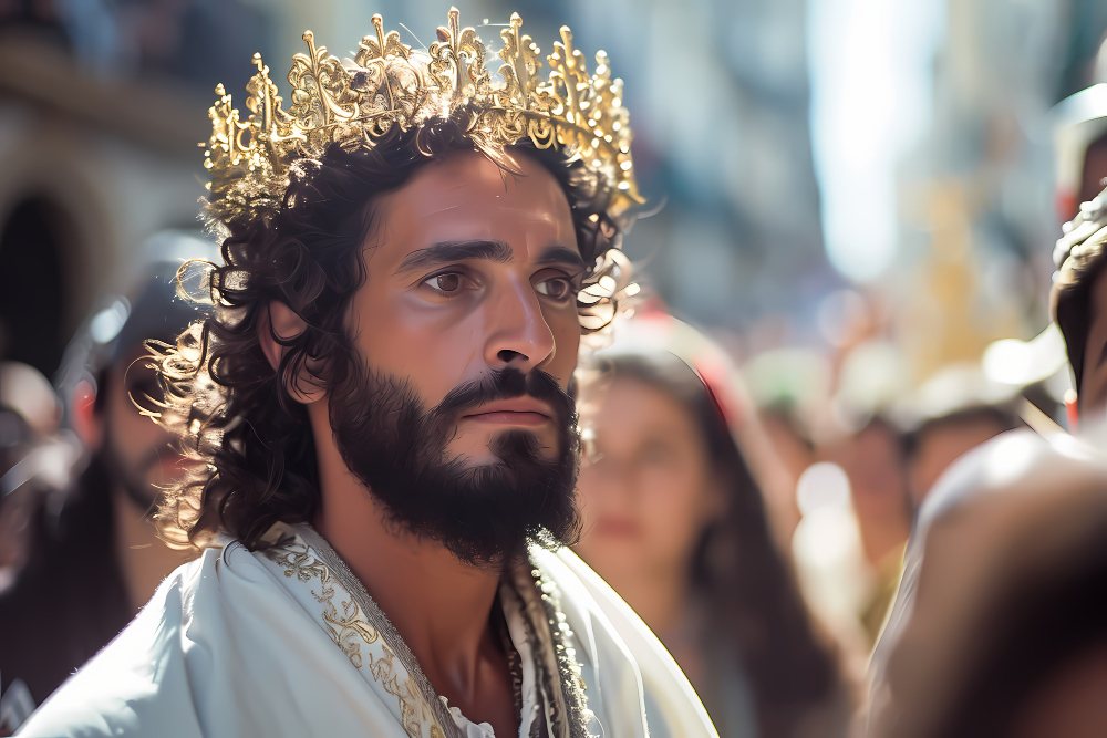 Imagem de um homem com coroa, remetendo a conselhos bons sobre humildade e autoridade espiritual