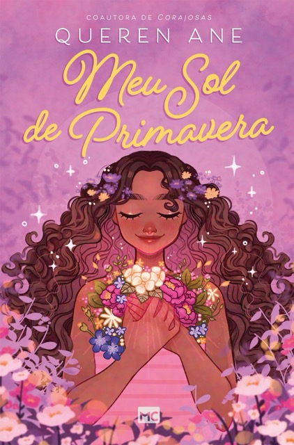 Capa do livro Meu sol de primavera, um dos livros de romance cristão, com ilustração de jovem segurando flores em cenário colorido.
