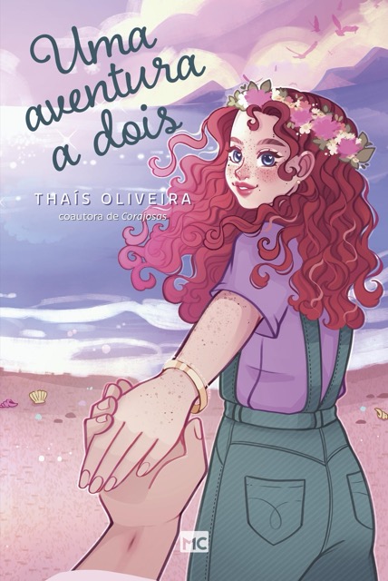 Capa do livro Uma aventura a dois, um dos livros de romance cristão, com ilustração de jovem segurando a mão de outra pessoa ao ar livre.