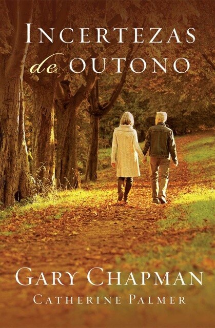 Capa do livro Incertezas de outono, um dos livros de romance cristão, mostrando casal caminhando de mãos dadas em estrada com árvores.