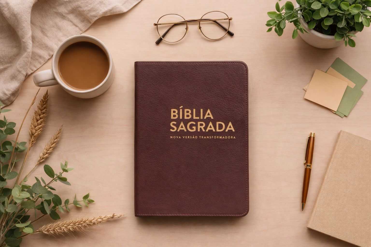 Bíblia Sagrada sobre mesa de estudo ilustrando por onde começar a ler a Bíblia livro por livro.